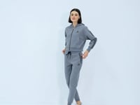 Grey Melange Zippered Women's Tracksuit Set - 95326