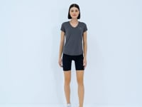 Basic Short Sleeve Standard Fit V-Neck Women's T-Shirt - 97145