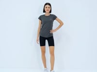 Dark Gray Short Sleeve Standard Fit O-Neck Women's T-Shirt with Back Window - 97101