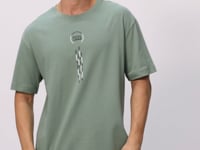 Light Green 100% Cotton Thick Soft Textured Oversize Fit Printed Men's T-Shirt - 88355