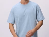 Light Blue 100% Cotton Thick Soft Textured Oversize Fit Basic Men's T-Shirt - 88353