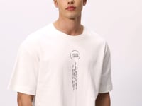 Ecru 100% Cotton Thick Soft Textured Oversize Fit Printed Men's T-Shirt - 88355
