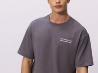 Dark Grey Cotton Thick Soft Textured Oversize Fit Printed Men's T-Shirt - 88375