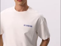 Ecru Cotton Thick Soft Textured Oversize Fit Printed Men's T-Shirt - 88375