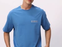 Petrol Blue Cotton Thick Soft Textured Oversize Fit Printed Men's T-Shirt - 88375