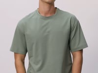 Light Green Cotton Thick Soft Textured Oversize Fit Basic Men's T-Shirt - 88377