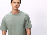 Light Green Cotton Thick Soft Textured Oversize Fit Basic Men's T-Shirt - 88378