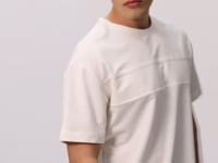 Ecru Thick Soft Textured Cotton Oversize Fit Basic Men's T-Shirt - 88378