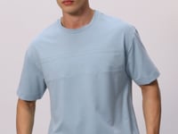 Light Blue Cotton Thick Soft Textured Oversize Fit Basic Men's T-Shirt - 88378