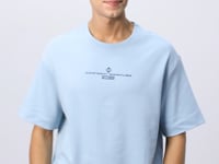 Light Blue Cotton Thick Soft Textured Oversize Fit Printed Men's T-Shirt - 88321