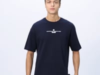 Navy Blue Cotton Thick Soft Textured Oversize Fit Printed Men's T-Shirt - 88321