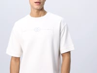 Ecru Cotton Thick Soft Textured Oversize Fit Printed Men's T-Shirt - 88323