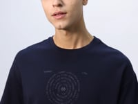 Navy Blue Cotton Thick Soft Textured Oversize Fit Printed Men's T-Shirt - 88324
