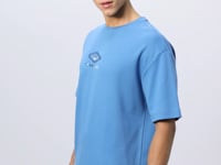 Petrol Blue Cotton Thick Soft Textured Oversize Fit Printed Men's T-Shirt - 88325