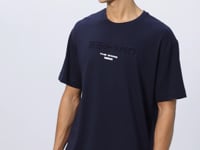 Navy Blue Cotton Thick Soft Textured Oversize Fit Printed Men's T-Shirt - 88328