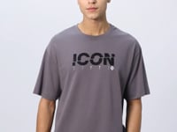 Dark Grey Cotton Thick Soft Textured Oversize Fit Printed Men's T-Shirt - 88331