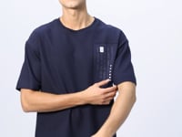 Navy Blue Textured Thick Surface Cotton Oversize Fit Printed Men's T-Shirt - 88338