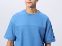 Petrol Blue Cotton Thick Textured Surface Oversize Fit Basic Men's T-Shirt - 88340