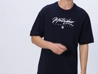 Navy Blue Cotton Thick Soft Textured Oversize Fit Printed Men's T-Shirt - 88320
