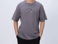 Dark Grey Cotton Thick Soft Textured Oversize Fit Printed Men's T-Shirt - 88325