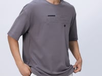 Dark Gey Cotton Thick Soft Textured Oversize Fit Printed Men's T-Shirt - 88326