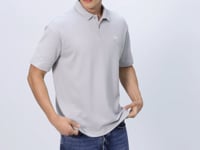 Stone Cotton Thick Soft Textured Oversize Fit Basic Polo Collar Men's T-Shirt - 88327
