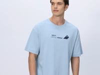Light Blue Cotton Thick Soft Textured Oversize Fit Printed Men's T-Shirt - 88330