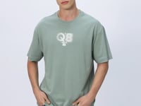 Light Green Cotton Thick Soft Textured Oversize Fit Printed Men's T-Shirt - 88333