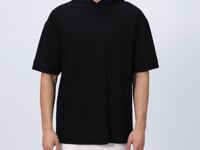 Black Cotton Thick Textured Surface Oversize Fit Basic Men's T-Shirt - 88335