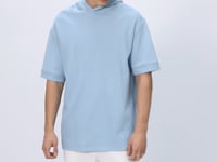 Light Blue Cotton Thick Textured Surface Oversize Fit Basic Men's T-Shirt - 88335