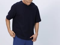 Navy Blue Textured Thick Surface Cotton Oversize Fit Basic Men's T-Shirt - 88339