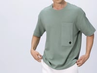 Light Green Cotton Thick Textured Surface Oversize Fit Basic Men's T-Shirt - 88341