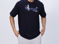 Navy Blue Cotton Thick Soft Textured Oversize Fit Printed Men's T-Shirt - 88344
