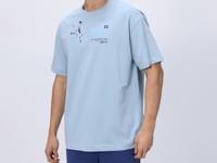 Light Blue Cotton Thick Soft Textured Oversize Fit Printed Men's T-Shirt - 88344