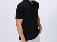 Black Cotton Thick Soft Textured Standard Fit Basic Polo Collar Men's T-Shirt - 88348