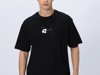 Black Cotton Thick Soft Textured Oversize Fit Printed Men's T-Shirt - 88350