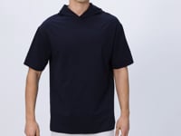 Navy Blue Cotton Thick Soft Textured Oversize Fit Basic Men's T-Shirt - 88352