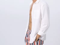 Striped Pattern Quick-Dry Standard Fit Men's Swim Shorts - 81267