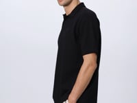 Black Cotton Thick Soft Textured Oversize Fit Basic Polo Collar Men's T-Shirt - 88327