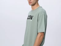 Light Green Cotton Thick Soft Textured Oversize Fit Printed Men's T-Shirt - 88331