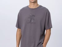 Dark Grey Cotton Thick Soft Textured Oversize Fit Printed Men's T-Shirt - 88332