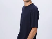 Navy Blue Cotton Thick Soft Textured Oversize Fit Printed Men's T-Shirt - 88332