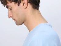 Light Blue Cotton Thick Textured Surface Oversize Fit Basic Men's T-Shirt - 88337