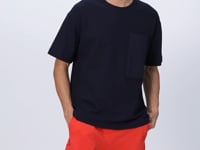 Navy Blue Thick Textured Surface Cotton Oversize Fit Basic Men's T-Shirt - 88341