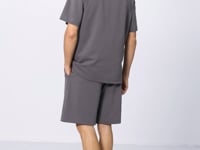 Dark Grey Cotton Thick Soft Textured Oversize Fit Basic Men's Shorts Set - 85249
