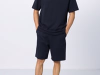 Navy Blue Cotton Thick Soft Textured Oversize Fit Basic Men's Shorts Set - 85249