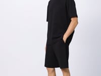 Black Cotton Thick Soft Textured Oversize Fit Basic Men's Shorts Set - 85249