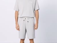 Stone Cotton Thick Soft Textured Oversize Fit Embroidered Men's Shorts Set - 85250