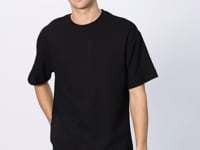 Black Cotton Thick Textured Surface Oversize Fit Basic Men's T-Shirt - 88337