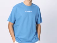 Petrol Blue Cotton Thick Textured Surface Oversize Fit Printed Men's T-Shirt - 88364